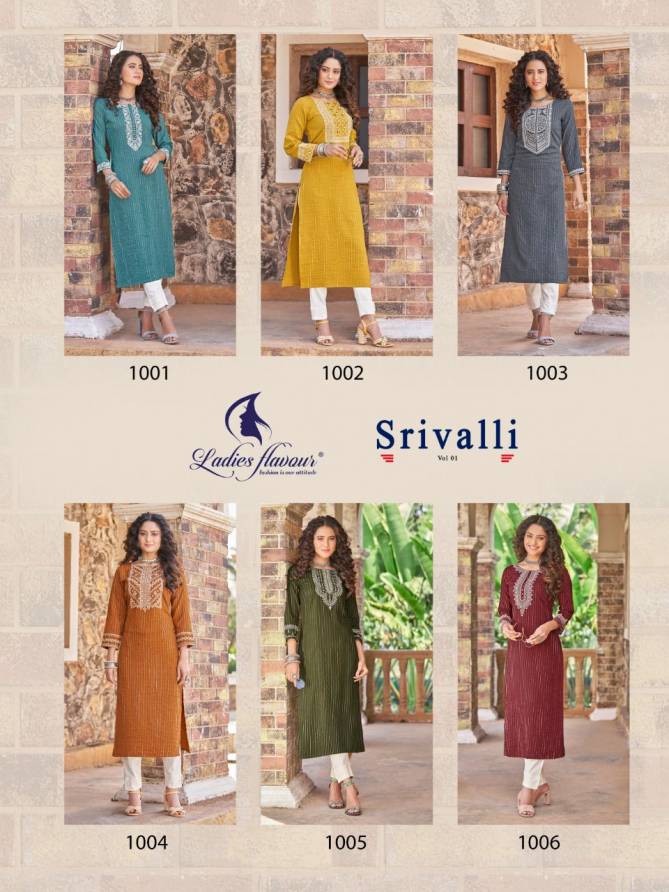 Ladies Flavour Srivalli Fancy Ethnic Wear Wholesale Designer Kurtis Catalog